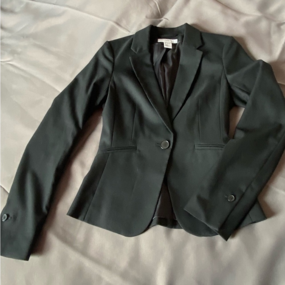 H&M Black Fitted Blazer in woven fabric